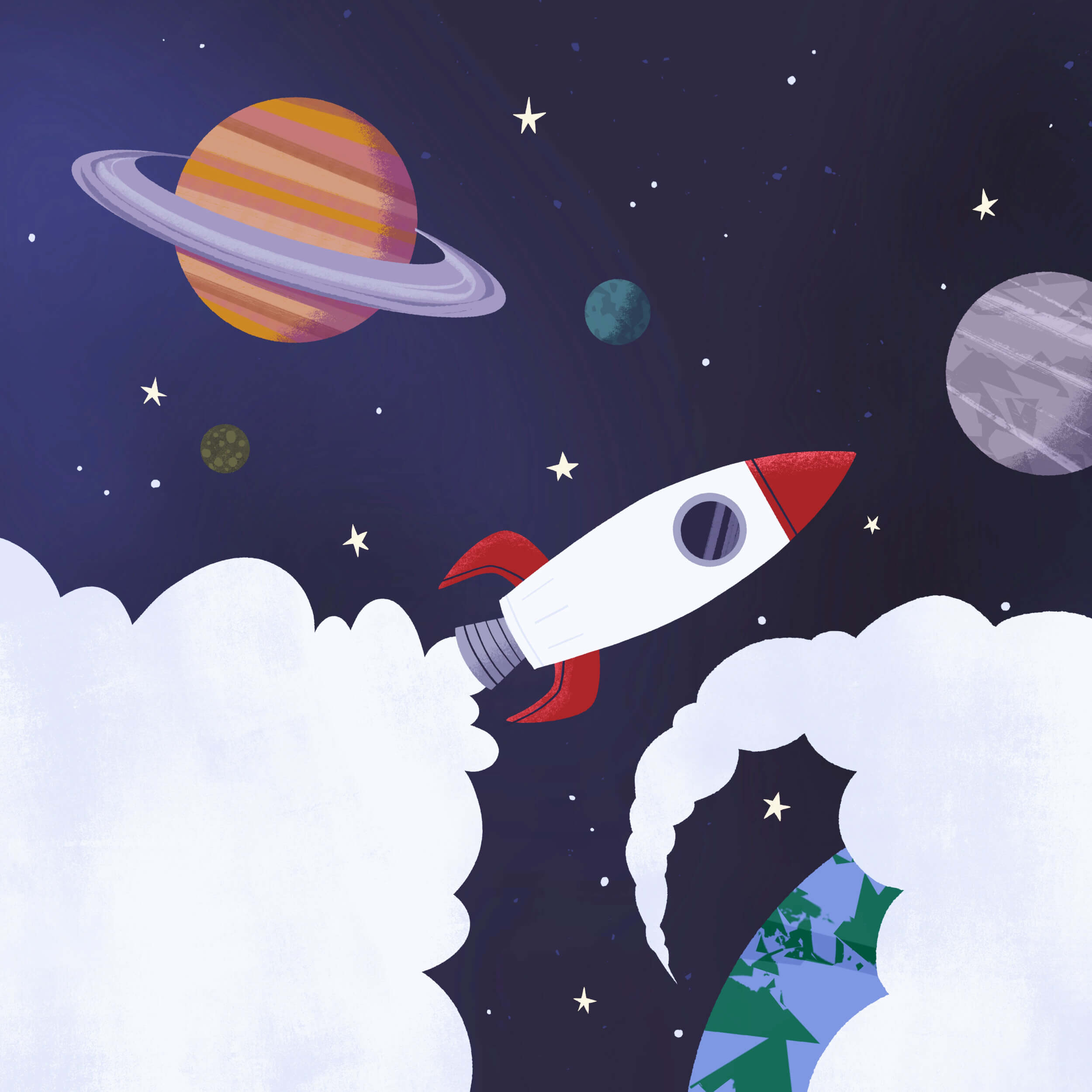 Rocket in space illustration